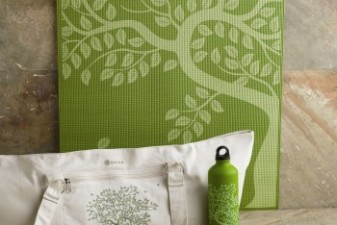 yoga mat stainless steel water bottle yoga tote sustainable eco-friendly