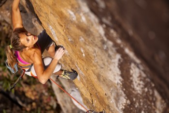 Sasha DiGiulian climbing "True Love" 13d at "The Gold Coast," Pendergrass Murray Recreational Preserve, Red River Gorge, Kentucky, USA. Photo: Chris Noble