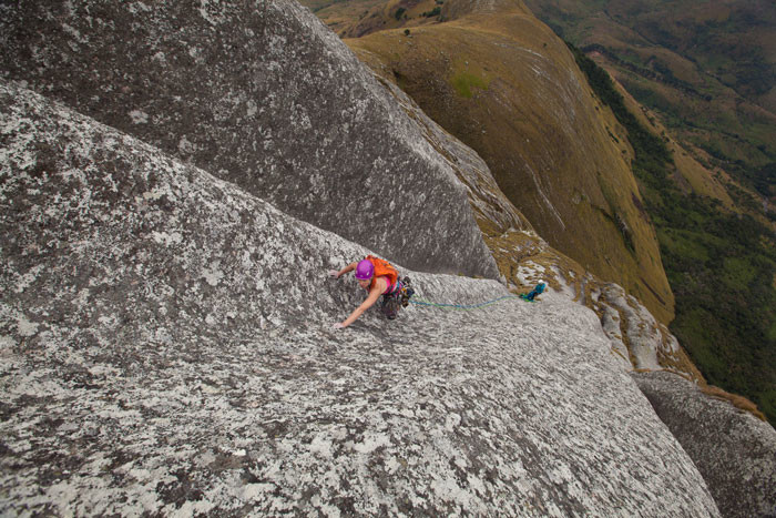 Majka Burhardt climbing Mount Namuli, photo by Rob Frost.