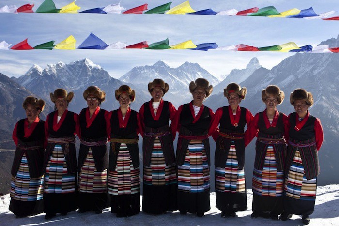 Nepali women on the set of The Glass Ceiling. 